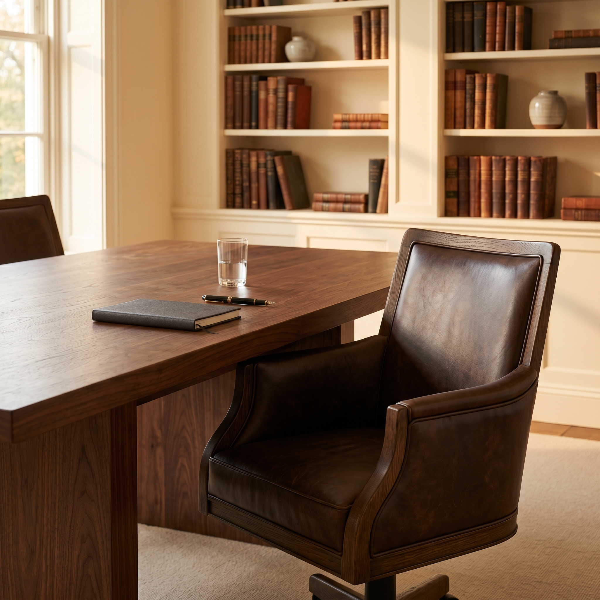 A reading desk and chair